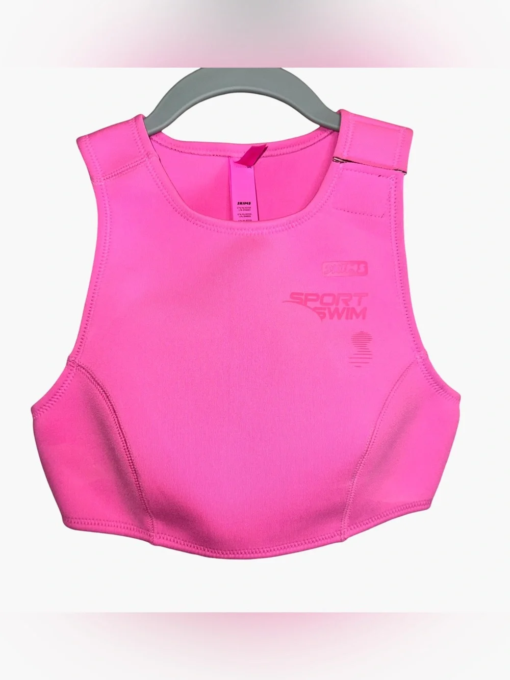 NWT SKIMS Size XXS Sport Swim High Neck Top - Taffy Pink